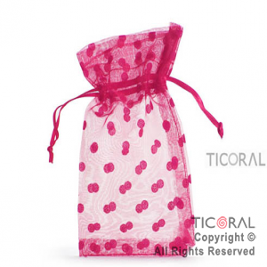 BOLSA ORGANZA FUCSIA 10X15 LUNARES HS3976-2 x 1